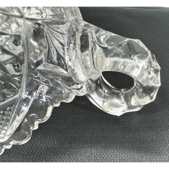 Glass Handled Nappy Dish Vintage T.B. Clark Huyler #587 American Brilliant Cut - Picture 12 of 14